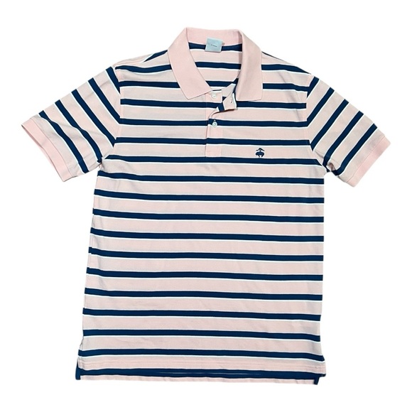 Brooks Brothers Large Performance Polo Slim Fit, Striped Pink, White and Blue - Picture 1 of 6